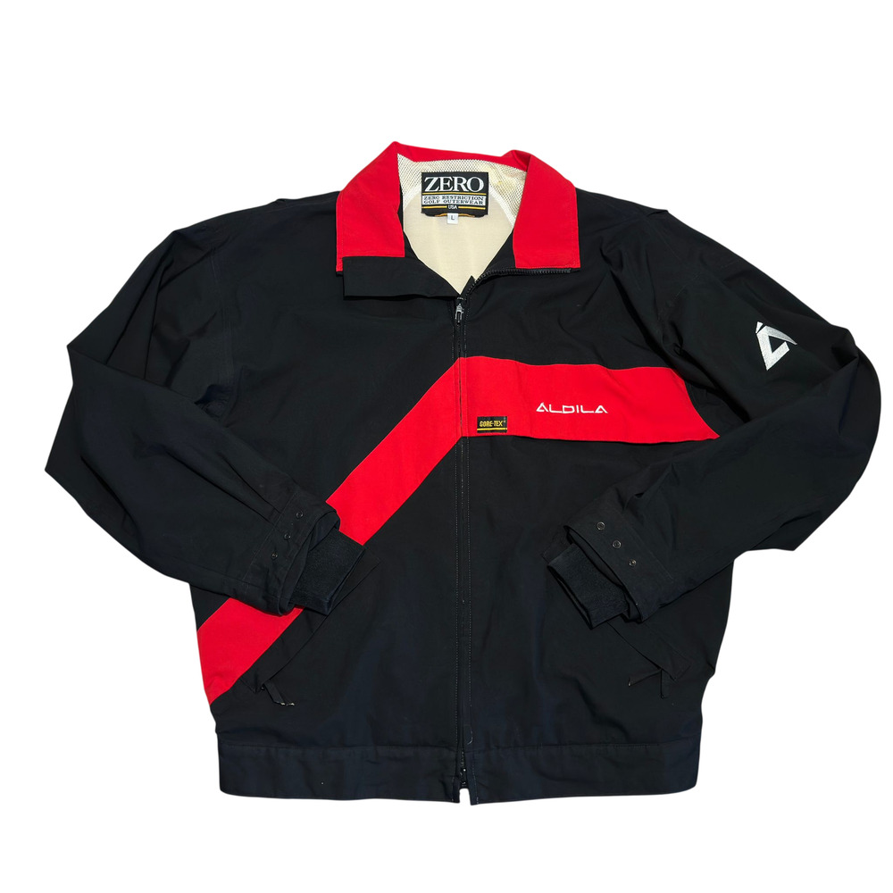 Zero Restriction Zip Jacket Mens L Gore-Tex Golf Windbreaker Black Red *Aldila